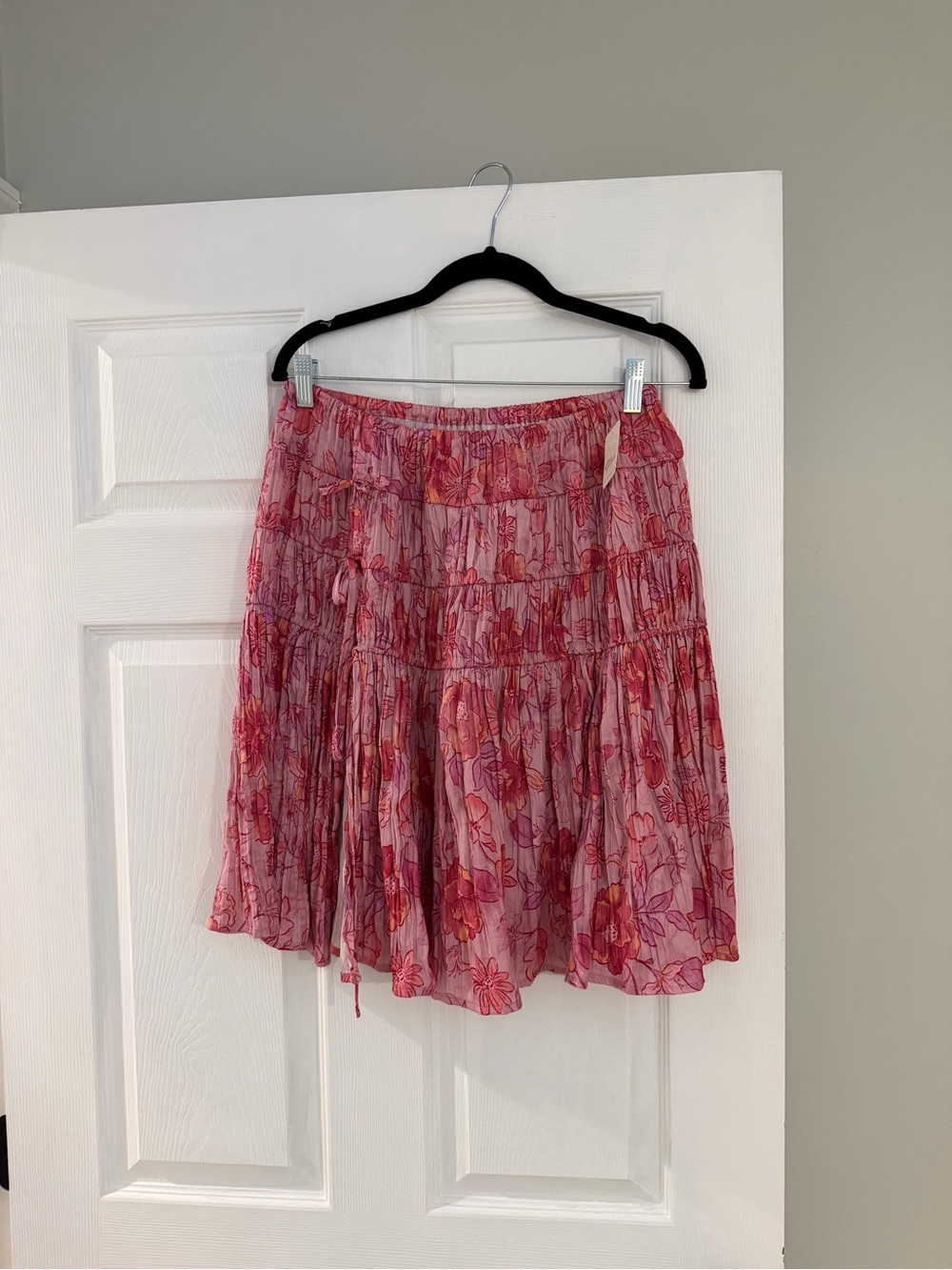 Free People Pink Floral Tiered Ruffled Mini Skirt